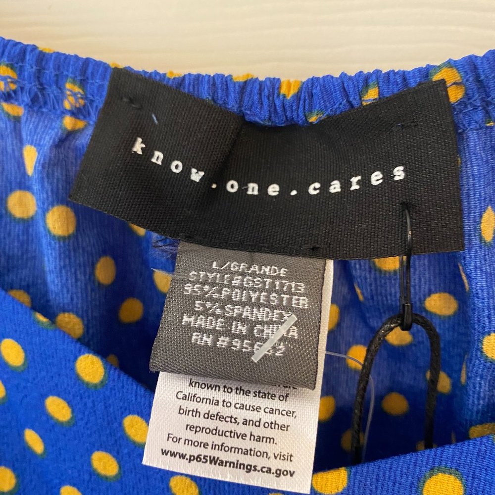 Blue Polka Dot Sweetheart Neck Peplum Long Sleeve Top - Size Large - Picture 8 of 10